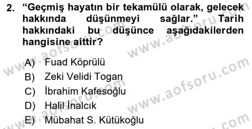 Tarih Metodu Dersi 2019 - 2020 Yılı (Final) Dönem Sonu Sınav Soruları 2. Soru