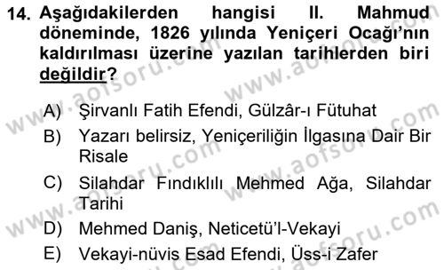 Tarih Metodu Dersi 2020 - 2021 Yılı Yaz Okulu Sınav Soruları 14. Soru