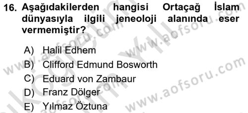 Tarih Metodu Dersi 2020 - 2021 Yılı Yaz Okulu Sınav Soruları 16. Soru