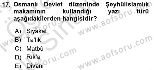Tarih Metodu Dersi 2020 - 2021 Yılı Yaz Okulu Sınav Soruları 17. Soru