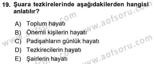 Tarih Metodu Dersi 2020 - 2021 Yılı Yaz Okulu Sınav Soruları 19. Soru