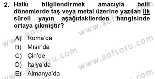 Tarih Metodu Dersi 2020 - 2021 Yılı Yaz Okulu Sınavı 2. Soru