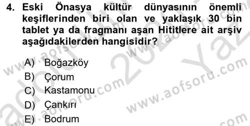 Tarih Metodu Dersi 2020 - 2021 Yılı Yaz Okulu Sınav Soruları 4. Soru