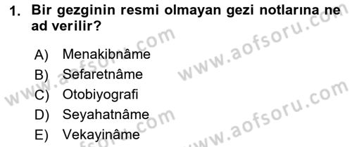 Tarih Metodu Dersi 2021 - 2022 Yılı (Vize) Ara Sınav Soruları 1. Soru
