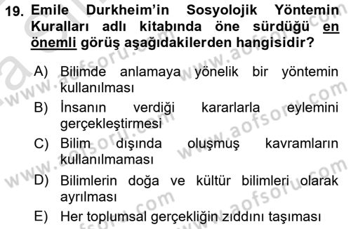 Tarih Metodu Dersi 2021 - 2022 Yılı (Vize) Ara Sınav Soruları 19. Soru