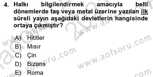 Tarih Metodu Dersi 2021 - 2022 Yılı (Vize) Ara Sınav Soruları 4. Soru