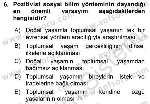 Tarih Metodu Dersi 2021 - 2022 Yılı (Vize) Ara Sınav Soruları 6. Soru
