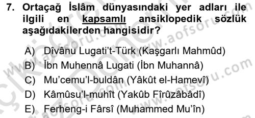 Tarih Metodu Dersi 2021 - 2022 Yılı (Vize) Ara Sınav Soruları 7. Soru
