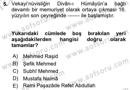 Tarih Metodu Dersi 2021 - 2022 Yılı (Final) Dönem Sonu Sınav Soruları 5. Soru