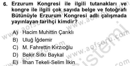 Tarih Metodu Dersi 2021 - 2022 Yılı (Final) Dönem Sonu Sınav Soruları 6. Soru