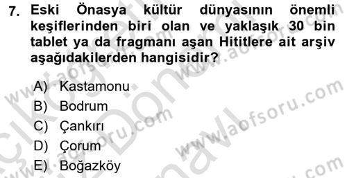 Tarih Metodu Dersi 2021 - 2022 Yılı (Final) Dönem Sonu Sınav Soruları 7. Soru