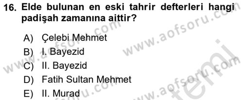 Tarih Metodu Dersi 2021 - 2022 Yılı Yaz Okulu Sınavı 16. Soru