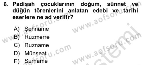 Tarih Metodu Dersi 2021 - 2022 Yılı Yaz Okulu Sınavı 6. Soru