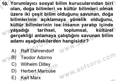 Tarih Metodu Dersi 2022 - 2023 Yılı (Vize) Ara Sınav Soruları 10. Soru