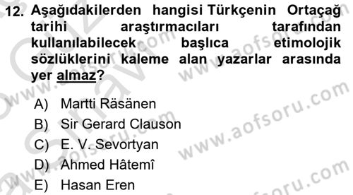 Tarih Metodu Dersi 2022 - 2023 Yılı (Vize) Ara Sınav Soruları 12. Soru