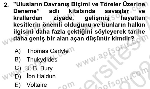 Tarih Metodu Dersi 2022 - 2023 Yılı (Vize) Ara Sınav Soruları 2. Soru