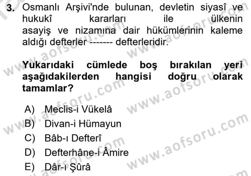 Tarih Metodu Dersi 2022 - 2023 Yılı (Vize) Ara Sınav Soruları 3. Soru