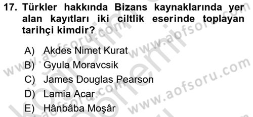 Tarih Metodu Dersi 2022 - 2023 Yılı (Final) Dönem Sonu Sınav Soruları 17. Soru