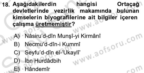 Tarih Metodu Dersi 2022 - 2023 Yılı (Final) Dönem Sonu Sınav Soruları 18. Soru