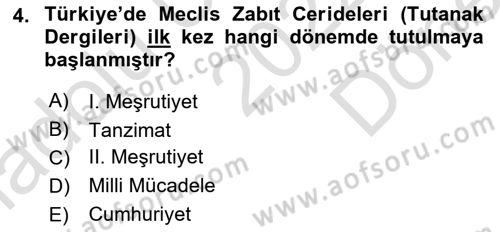Tarih Metodu Dersi 2022 - 2023 Yılı (Final) Dönem Sonu Sınavı 4. Soru