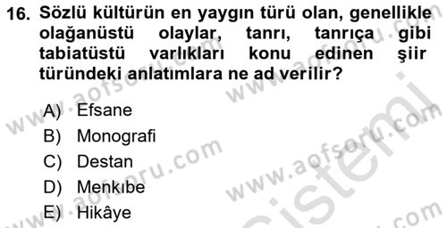 Tarih Metodu Dersi 2023 - 2024 Yılı (Vize) Ara Sınav Soruları 16. Soru