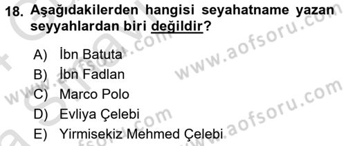 Tarih Metodu Dersi 2023 - 2024 Yılı (Vize) Ara Sınav Soruları 18. Soru