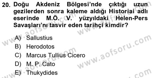 Tarih Metodu Dersi 2023 - 2024 Yılı (Vize) Ara Sınav Soruları 20. Soru