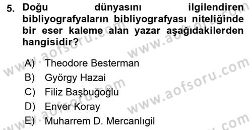 Tarih Metodu Dersi 2023 - 2024 Yılı (Vize) Ara Sınav Soruları 5. Soru