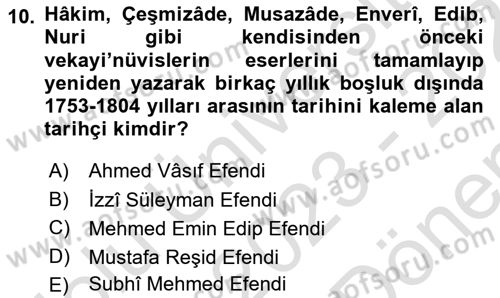 Tarih Metodu Dersi 2023 - 2024 Yılı (Final) Dönem Sonu Sınav Soruları 10. Soru