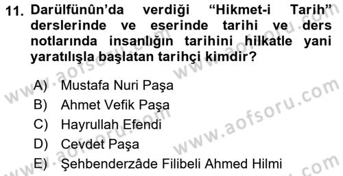 Tarih Metodu Dersi 2023 - 2024 Yılı (Final) Dönem Sonu Sınav Soruları 11. Soru