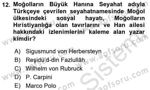 Tarih Metodu Dersi 2023 - 2024 Yılı (Final) Dönem Sonu Sınavı 12. Soru