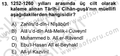 Tarih Metodu Dersi 2023 - 2024 Yılı (Final) Dönem Sonu Sınav Soruları 13. Soru