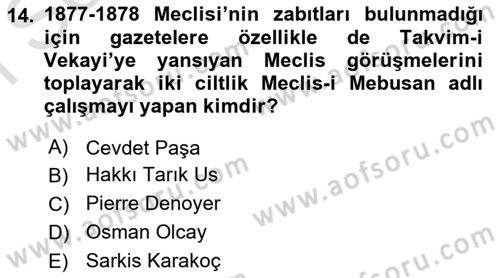 Tarih Metodu Dersi 2023 - 2024 Yılı (Final) Dönem Sonu Sınav Soruları 14. Soru
