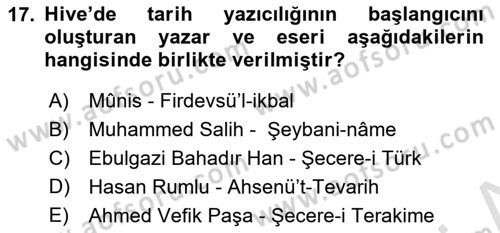Tarih Metodu Dersi 2023 - 2024 Yılı (Final) Dönem Sonu Sınav Soruları 17. Soru
