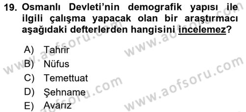 Tarih Metodu Dersi 2023 - 2024 Yılı (Final) Dönem Sonu Sınav Soruları 19. Soru