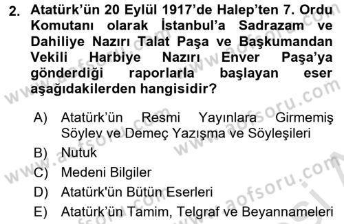 Tarih Metodu Dersi 2023 - 2024 Yılı (Final) Dönem Sonu Sınav Soruları 2. Soru