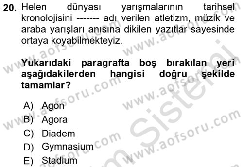 Tarih Metodu Dersi 2023 - 2024 Yılı (Final) Dönem Sonu Sınav Soruları 20. Soru