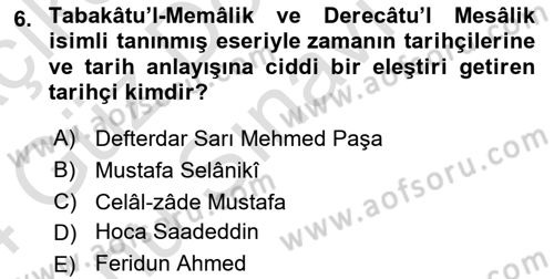 Tarih Metodu Dersi 2023 - 2024 Yılı (Final) Dönem Sonu Sınav Soruları 6. Soru