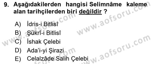 Tarih Metodu Dersi 2023 - 2024 Yılı (Final) Dönem Sonu Sınav Soruları 9. Soru