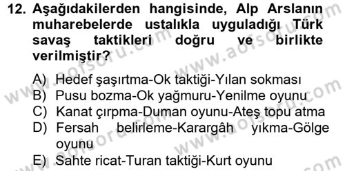 Büyük Selçuklu Tarihi Dersi 2012 - 2013 Yılı (Vize) Ara Sınav Soruları 12. Soru