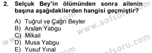Büyük Selçuklu Tarihi Dersi 2012 - 2013 Yılı (Vize) Ara Sınav Soruları 2. Soru