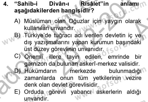 Büyük Selçuklu Tarihi Dersi 2012 - 2013 Yılı (Vize) Ara Sınav Soruları 4. Soru