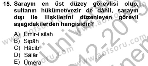 Büyük Selçuklu Tarihi Dersi 2012 - 2013 Yılı (Final) Dönem Sonu Sınav Soruları 15. Soru