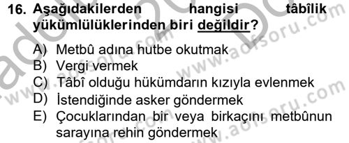 Büyük Selçuklu Tarihi Dersi 2012 - 2013 Yılı (Final) Dönem Sonu Sınav Soruları 16. Soru