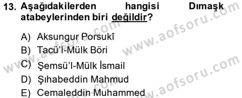 Büyük Selçuklu Tarihi Dersi 2013 - 2014 Yılı (Final) Dönem Sonu Sınav Soruları 13. Soru