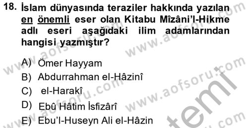 Büyük Selçuklu Tarihi Dersi 2013 - 2014 Yılı (Final) Dönem Sonu Sınav Soruları 18. Soru