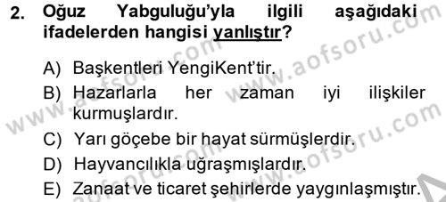 Büyük Selçuklu Tarihi Dersi 2014 - 2015 Yılı (Vize) Ara Sınav Soruları 2. Soru