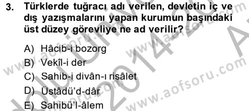 Büyük Selçuklu Tarihi Dersi 2014 - 2015 Yılı (Vize) Ara Sınav Soruları 3. Soru