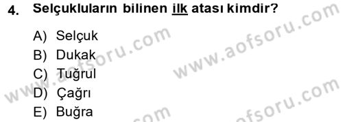 Büyük Selçuklu Tarihi Dersi 2014 - 2015 Yılı (Vize) Ara Sınav Soruları 4. Soru