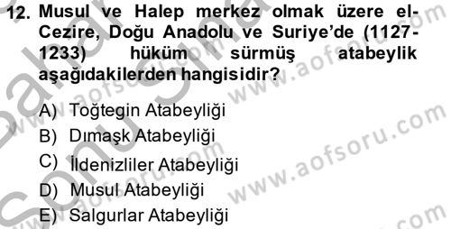Büyük Selçuklu Tarihi Dersi 2014 - 2015 Yılı (Final) Dönem Sonu Sınav Soruları 12. Soru